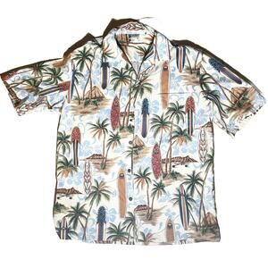 Aloha Republic Mens XL Short Sleeve Hawaiian Button Down Shirt USA Surfboards